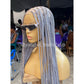 Knotless Braided Wig, Swiss Full Lace, Gray Color, Waist Length, Standard Density - Shawna