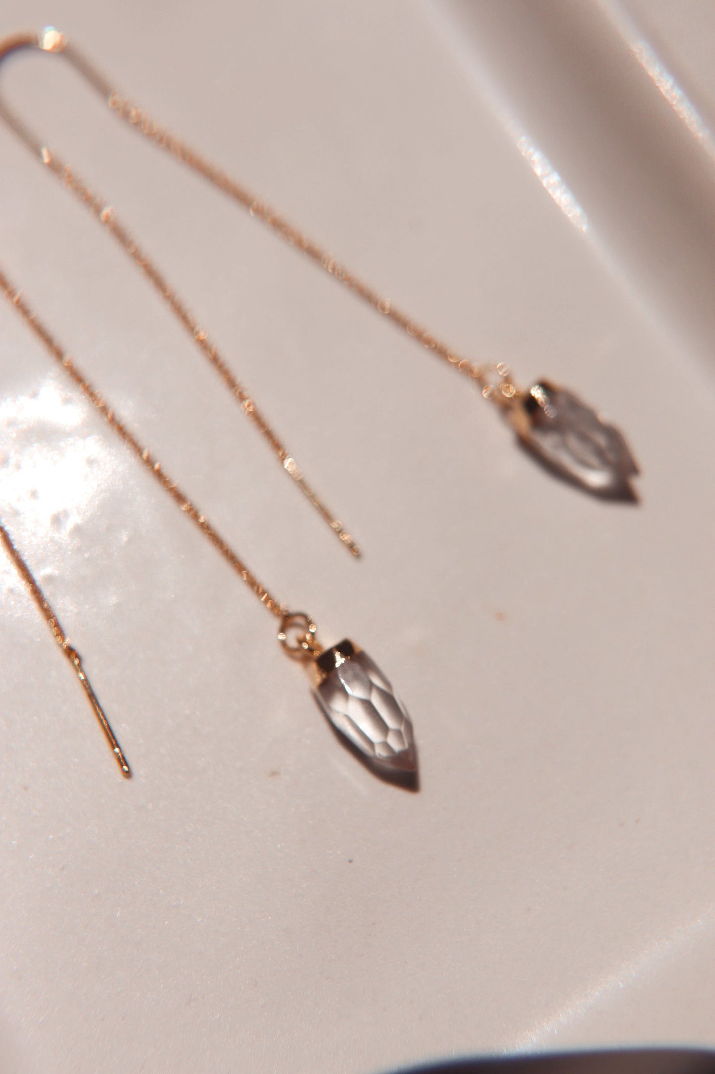 Faceted quartz suncatcher threader earrings by Terra Luna Sol