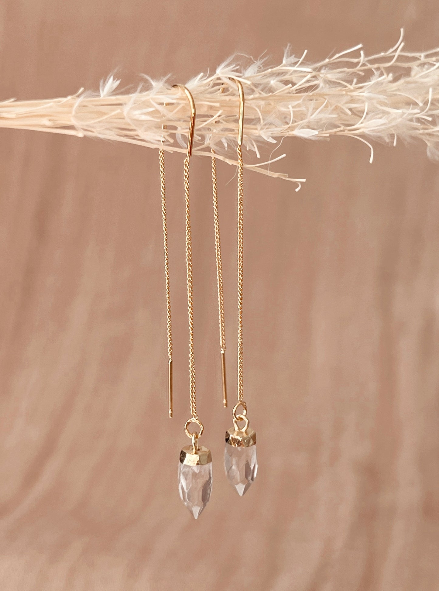 Faceted quartz suncatcher threader earrings by Terra Luna Sol