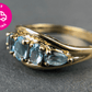 Vintage 10k Gold Ring with 5 Blue Topaz Stones