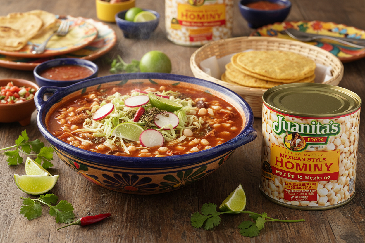 Juanita's Foods Mexican Style Hominy - Authentic White Hominy, 25 oz (Case of 12)