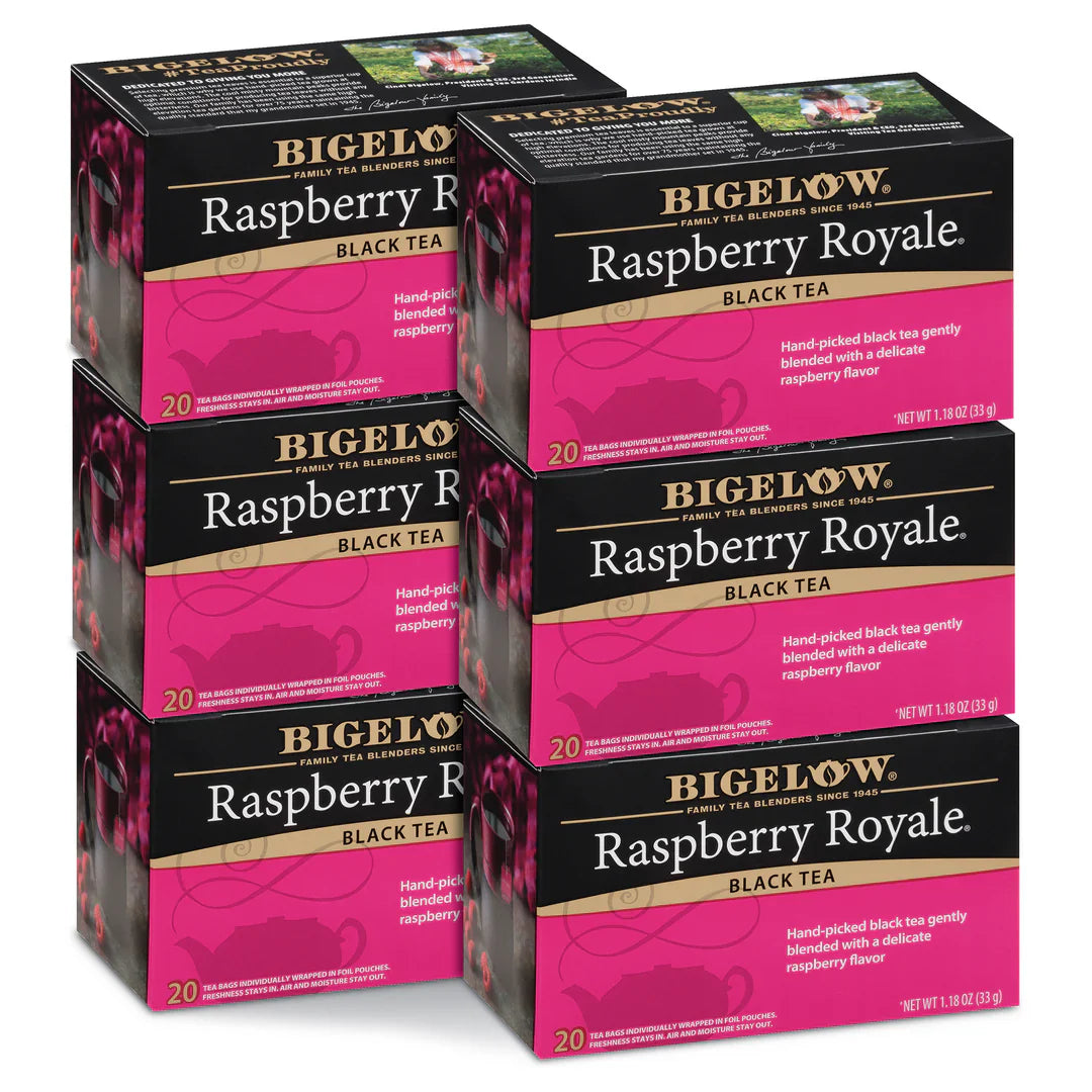 Bigelow Raspberry Royale Black Tea, Naturally Flavored, Case of 6 (20 Tea Bags)