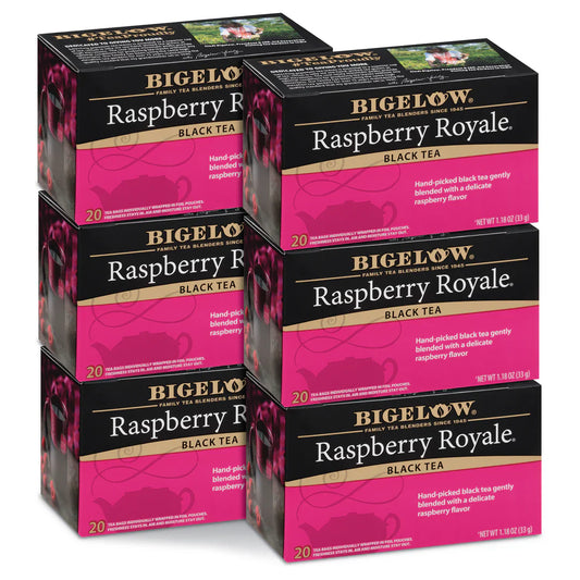 Bigelow Raspberry Royale Black Tea, Naturally Flavored, Case of 6 (20 Tea Bags)
