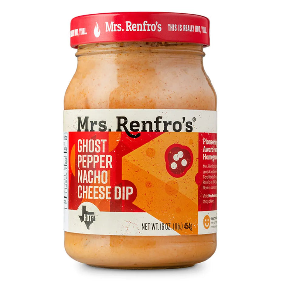Mrs. Renfro's Ghost Pepper Nacho Cheese Sauce, Spicy Cheddar Dip, Case of 6, 16 oz