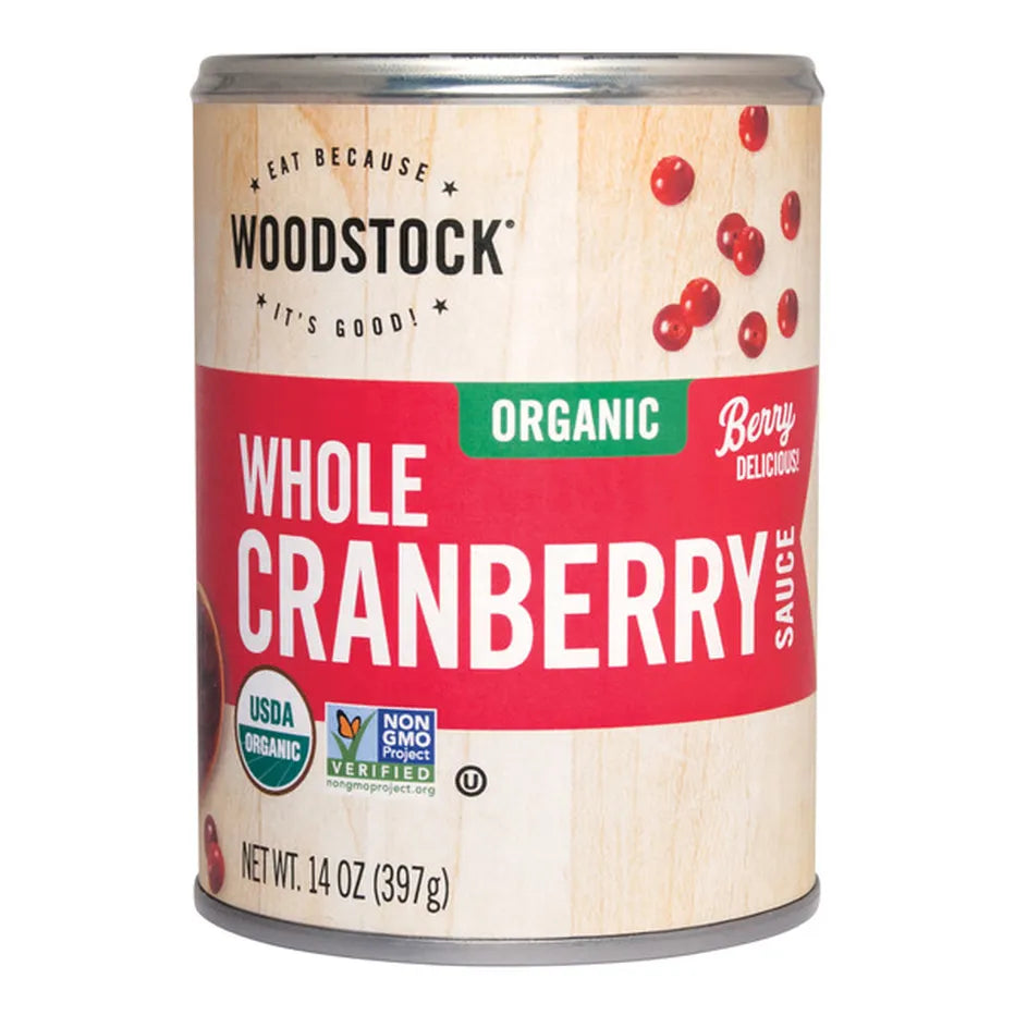 Woodstock Organic Cranberry Sauce, Whole Berry, 14 Oz. Can, Case of 12