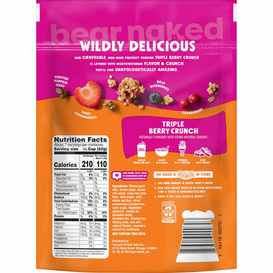 Bear Naked Granola - Triple Berry Crunch, 12 Oz. (Pack of 6)