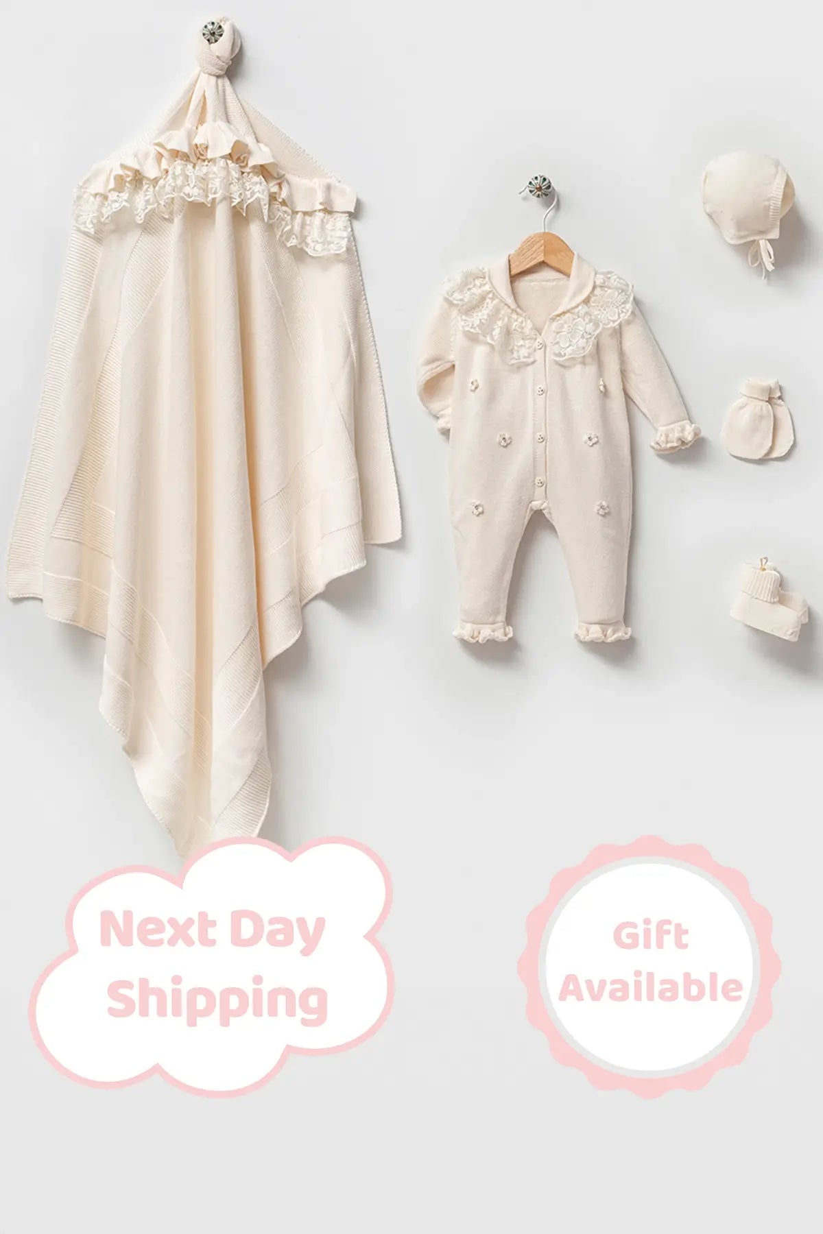 Lily Cream Newborn Knitwear Coming Home Set (5 pcs)