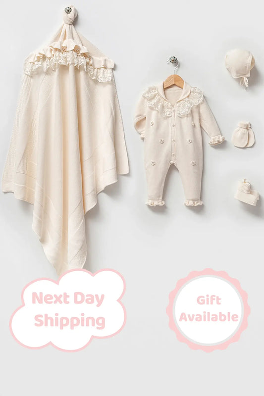 Lily Cream Newborn Knitwear Coming Home Set (5 pcs)