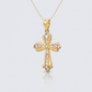 14k Two-Tone Gold Fancy Cross Pendant with Diamond Cuts