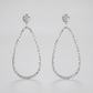 14k White Gold Textured Teardrop Motif Post Earrings