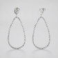 14k White Gold Textured Teardrop Motif Post Earrings