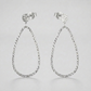 14k White Gold Textured Teardrop Motif Post Earrings