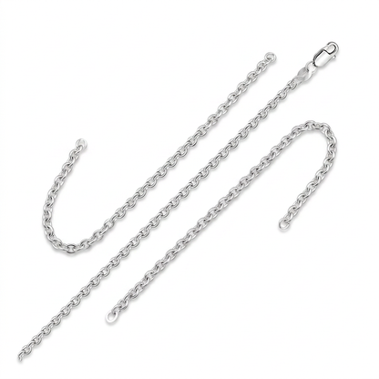2.3mm Sterling Silver Rhodium Plated Cable Chain