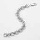Sterling Silver Multi Strand Bead Chain Bracelet with Rings and Rhodium Plating