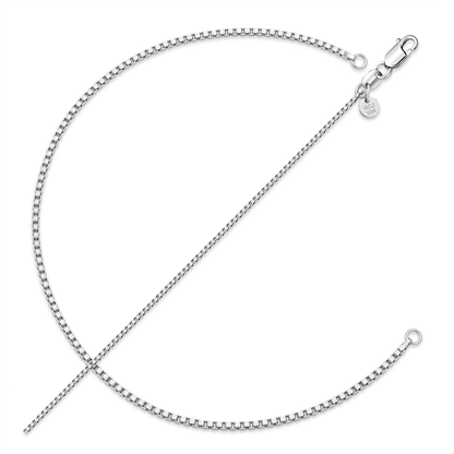 10k White Gold Classic Box Chain 0.8mm