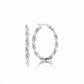 Sterling Silver Oval Hoop Braided Diamond Cut Earrings