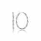Sterling Silver Oval Hoop Braided Diamond Cut Earrings