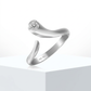 Sterling Silver Rhodium Plated White Cubic Zirconia Accented Shiny Toe Ring