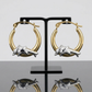10k Two-Tone Gold Round Graduated Dolphin Design Hoop Earrings