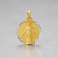 14k Two Tone Gold Round Religious Medal Pendant