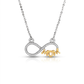 Sterling Silver Two Toned Mom Necklace with Cubic Zirconias