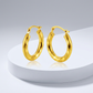 14k Yellow Gold Wavy Texture Hoop Earrings