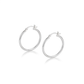 Sterling Silver Rhodium Plated Thin and Polished Hoop Motif Earrings (25mm)