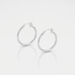 Sterling Silver Rhodium Plated Thin and Polished Hoop Motif Earrings (25mm)