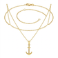 14k Yellow Gold Cable Chain with Anchor Pendant