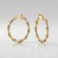 Two-Tone Twisted Wire Round Hoop Earrings in 10k Yellow and White Gold
