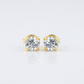 14 k Yellow Gold Stud Earrings with White Hue Faceted Cubic Zirconia