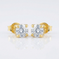 14 k Yellow Gold Stud Earrings with White Hue Faceted Cubic Zirconia