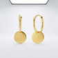 14k Yellow Gold Huggie Style Hoop Earrings with Circle Drops