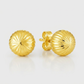 14K Yellow Gold Ball Earrings with Linear Texture