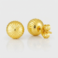 14K Yellow Gold Ball Earrings with Linear Texture