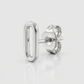 14k White Gold Paperclip Link Stud Earrings