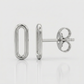 14k White Gold Paperclip Link Stud Earrings