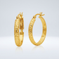 10k Yellow Gold Hammered Oval Hoop Earrings