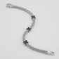 Woven Rope Bracelet with Black Sapphire X Accents in Sterling Silver