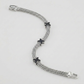 Woven Rope Bracelet with Black Sapphire X Accents in Sterling Silver