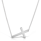 14k White Gold Plain Cross Motif Necklace