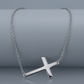 14k White Gold Plain Cross Motif Necklace