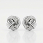 14k White Gold Love Knot with Ridge Texture Earrings