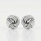 14k White Gold Love Knot with Ridge Texture Earrings
