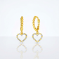 14k Two Tone Gold Beaded Hoop Earrings with Hearts