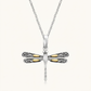 18k Yellow Gold and Sterling Silver Pendant in a Dragonfly Design