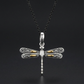 18k Yellow Gold and Sterling Silver Pendant in a Dragonfly Design