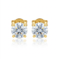 14k YellowGold Stud Earrings with White Hue Faceted Cubic Zirconia