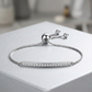 Adjustable Bar Bracelet with Cubic Zirconia in Sterling Silver