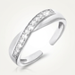 Toe Ring with Crossover Motif in Sterling Silver with Cubic Zirconia